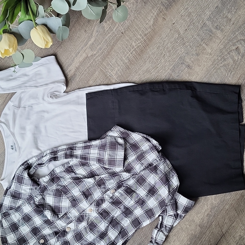 H&M Kids Black and White Checkered Shirt Bundle Size 10-13 Girls Clothes